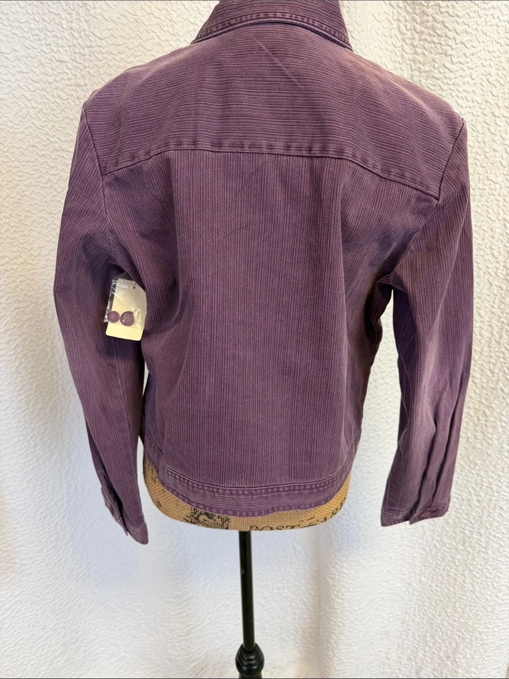 St. John's Bay ribbed texture utility jean jacket in a plum shade. Size L NWT